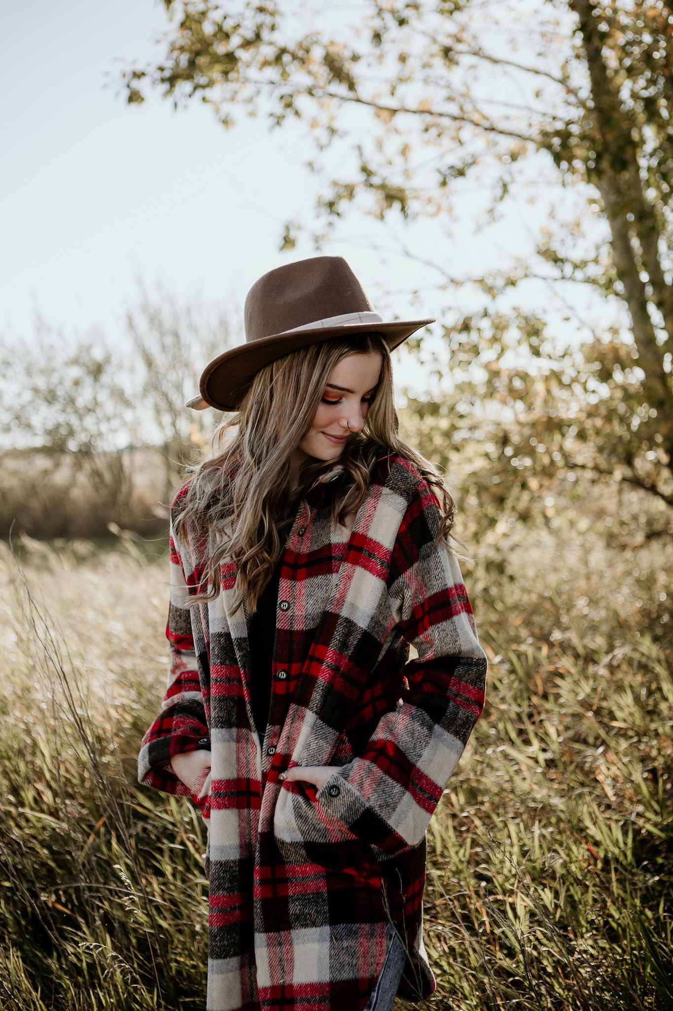 Lila Adora Plaid Jacket Ivory Red SWEET HOME
