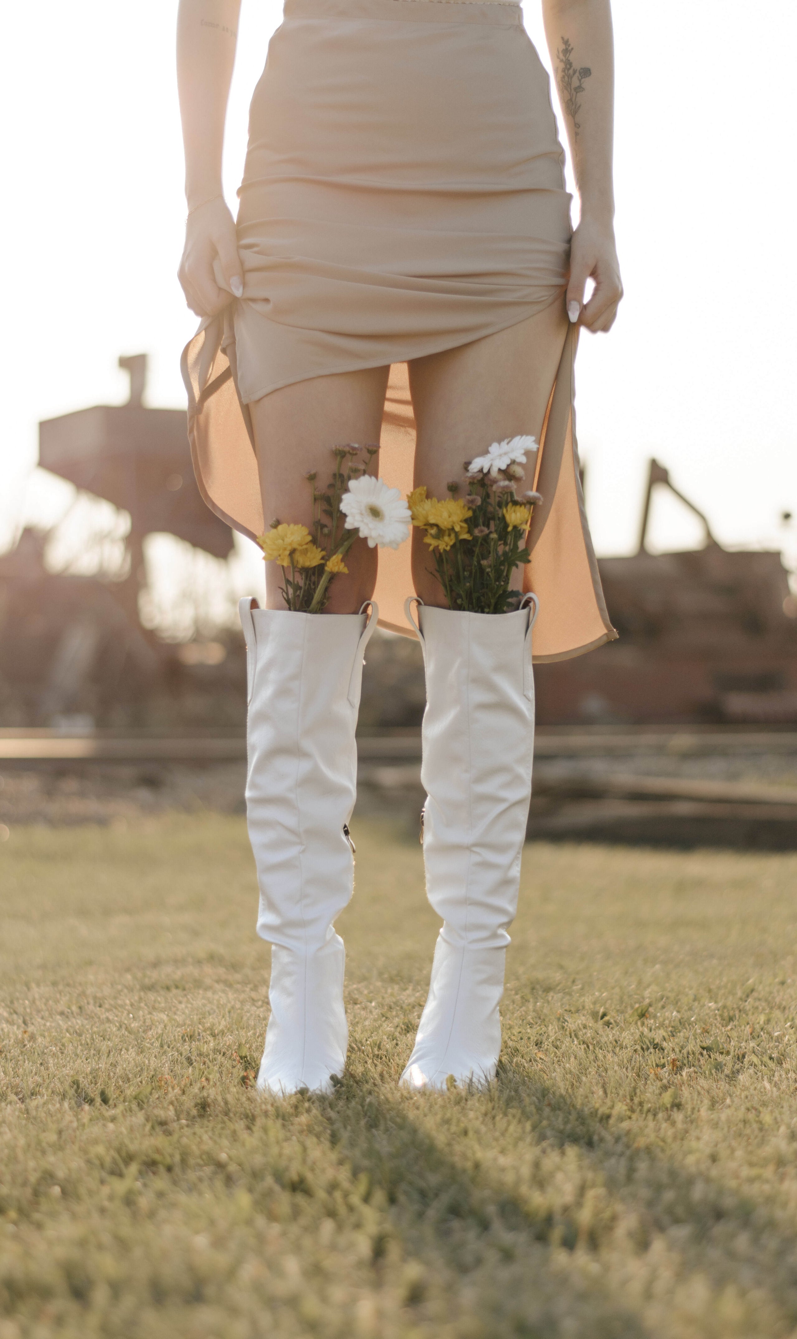 Brown and deals white boots