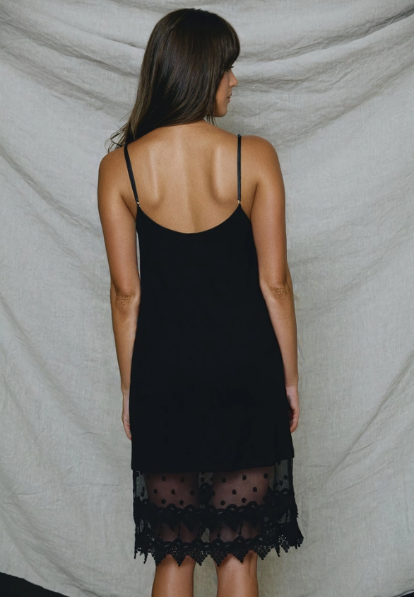 Jenna Lace Slip Dress Black