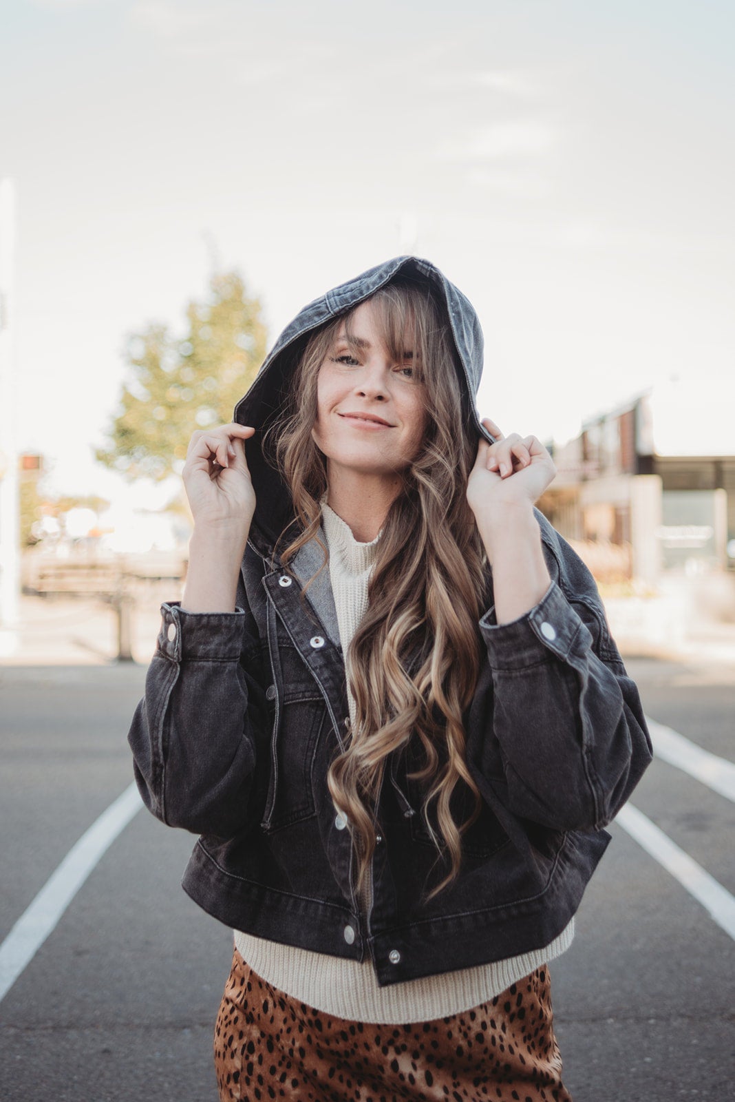 Taylen Hooded Denim Jacket Black SWEET HOME